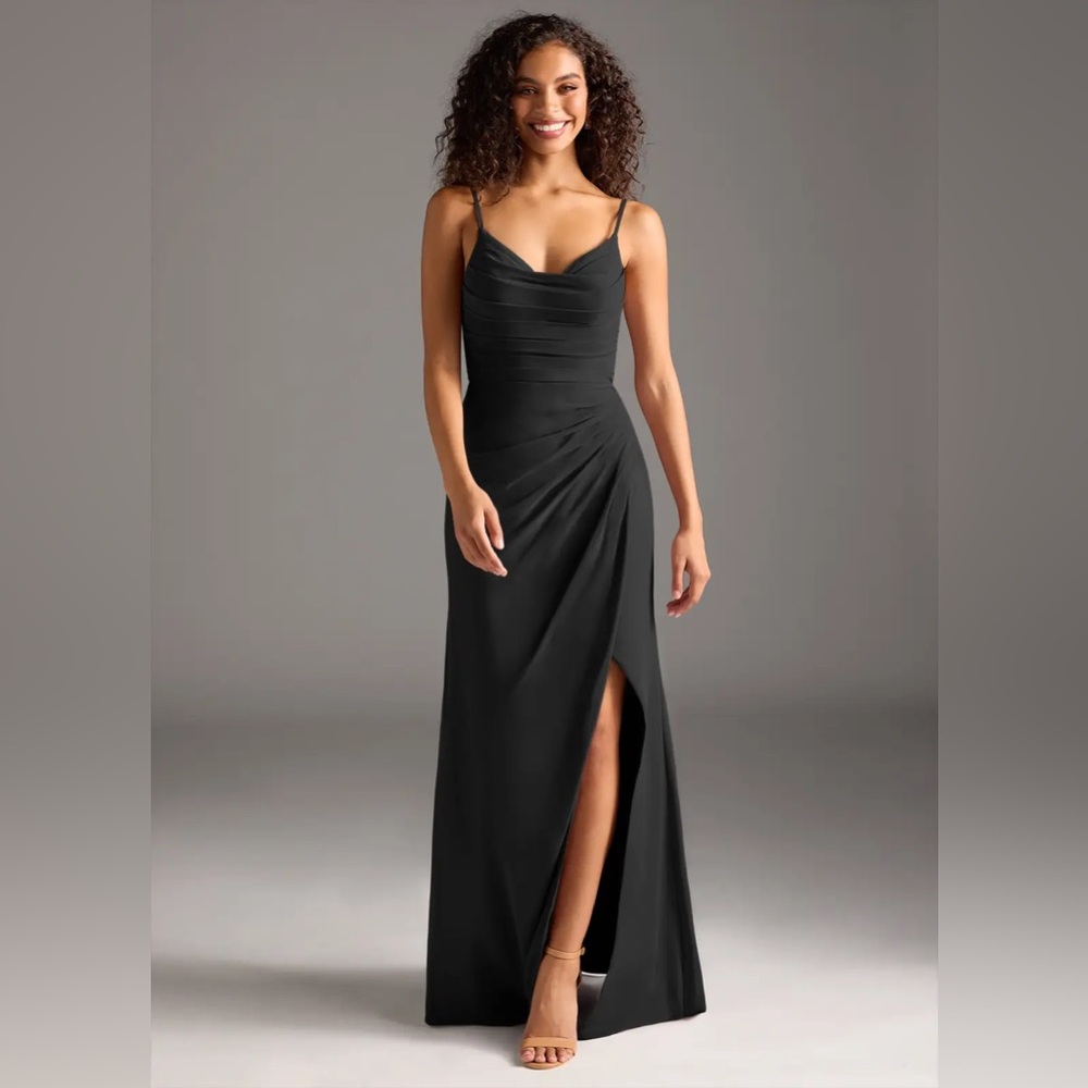 Azazie Black Maxi Dress with Slit